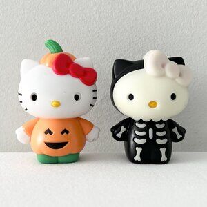 2 Sanrio Hello Kitty Halloween Figure Toy Glow in Dark Skeleton Pumpkin McDonald